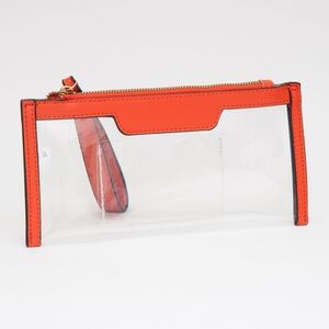 Orange Clear Transparent Wristlet Bag Purse Rectangle Casual Womens Accessory